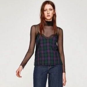 ZARA Lacey Plaid Tank